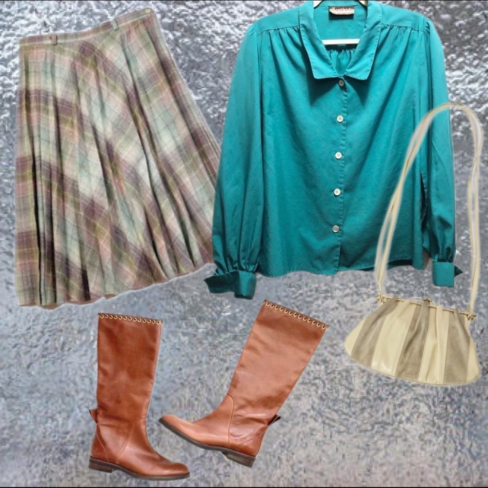 vtg 1980•teal blouse